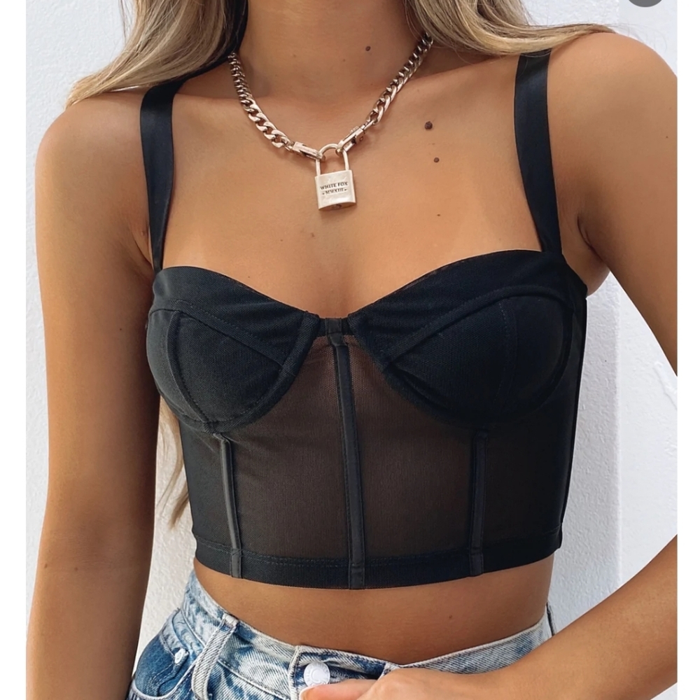 NEW Black Bustier Size small White Fox